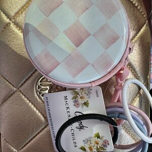 MacKenzie-Childs Pink and Gold Checkered Mini Bag